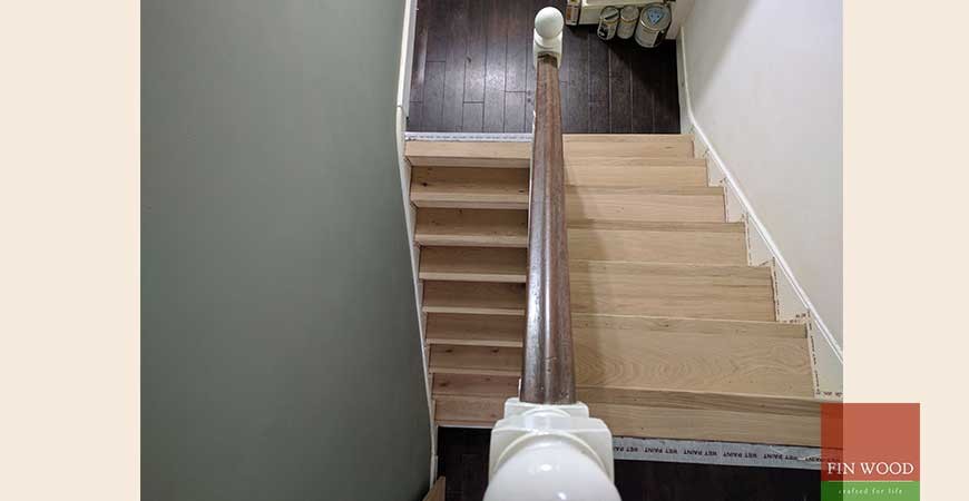Classic Stairs Cladding with Oak boards and custom finishing in SE8 Deptford #CraftedForLife