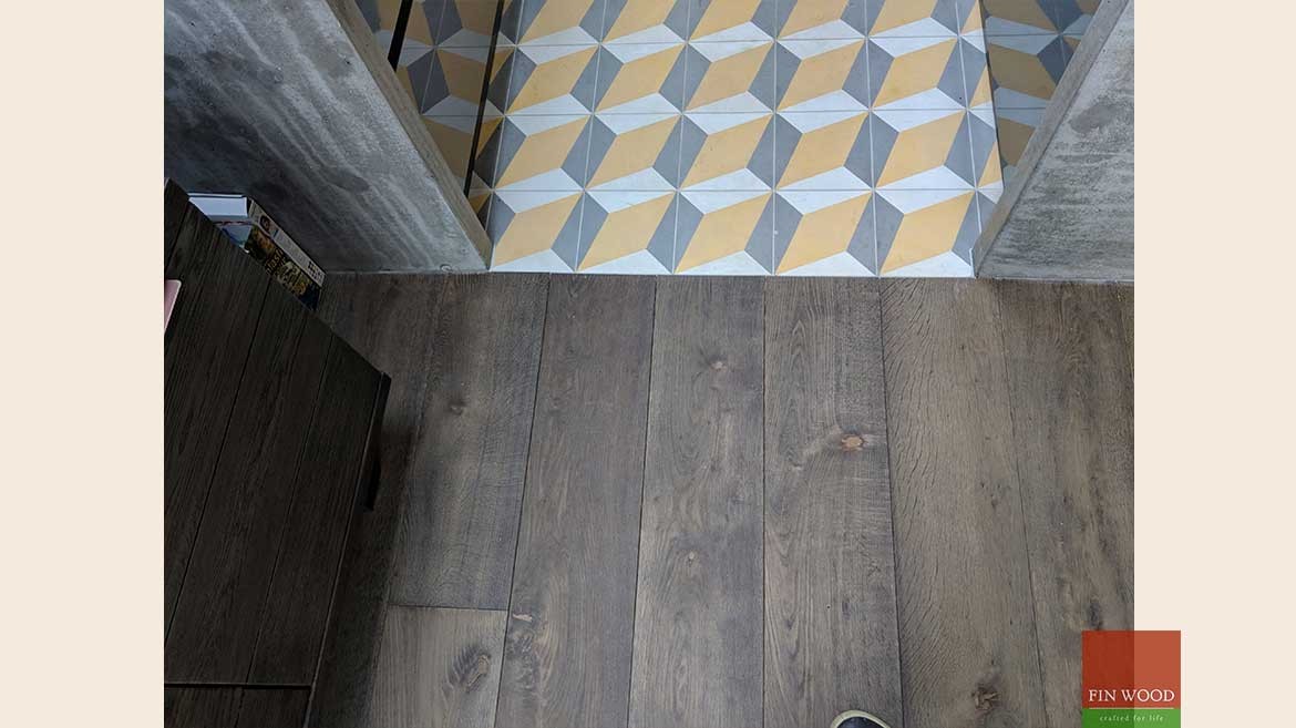 Wood floor transition to tiles and carpet - by Fin Wood Ltd #CraftedForLife